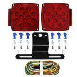 ONLTCO 12V Red Led Square Submersible Trailer Lights, Turn Signal License Brake Tail Light Kit For Under 80 Inch Boat Camper RV Trailers Shorelander Marine, IP68 Waterproof, DOT