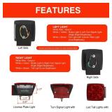 ONLTCO 12V Red Led Square Submersible Trailer Lights, Turn Signal License Brake Tail Light Kit For Under 80 Inch Boat Camper RV Trailers Shorelander Marine, IP68 Waterproof, DOT