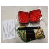 ONLTCO 12V Red Led Square Submersible Trailer Lights, Turn Signal License Brake Tail Light Kit For Under 80 Inch Boat Camper RV Trailers Shorelander Marine, IP68 Waterproof, DOT