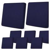 Newwiee 8Pcs Patio Cushion Covers Stretch Outdoor Cushion Cover Replacement For Patio Furniture Sofa Couch Slipcovers, Soft Flexibility Washable Furniture Protector(Waterproof Pure,Navy)