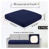 Newwiee 8Pcs Patio Cushion Covers Stretch Outdoor Cushion Cover Replacement For Patio Furniture Sofa Couch Slipcovers, Soft Flexibility Washable Furniture Protector(Waterproof Pure,Navy)