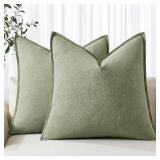 MIULEE Decorative Linen Pillow Covers 20x20 Inch Sage Green Boho Farmhouse Neutral Couch Throw Pillows For Bed Pack Of 2 Accent Modern Pillowcase Summer Sofa Livingroom Home Decor