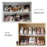 4 Pcs Shoe Slots Organizer For Closet 10 x 8.7 Inches, Space Saver, Double Layer Shoe Dividers For Shelves Durable, Stackable Shoes Organizer Fits Heels, Sneakers, Flats, And More