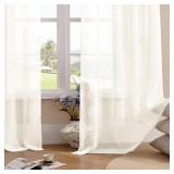 MYSTIC-HOME White Sheer Curtains 95 Inch Length, Elegant Sheer Curtains For Bedroom, Rod Pocket Window Voile Sheer Curtain Panels/Drapes/Treatment For Living Room/Bedroom, 2Pcs, Each 52" W x 95" L