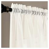 MYSTIC-HOME White Sheer Curtains 95 Inch Length, Elegant Sheer Curtains For Bedroom, Rod Pocket Window Voile Sheer Curtain Panels/Drapes/Treatment For Living Room/Bedroom, 2Pcs, Each 52" W x 95" L