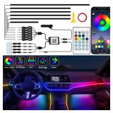 Jushope Interior Car LED Strip Lights, Acrylic LED Lights Dynamic Dreamcolor Chasing, Ambient Lighting Kits Music Sync Wireless APP And RF Remote Control (10 in 1)