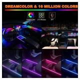 Jushope Interior Car LED Strip Lights, Acrylic LED Lights Dynamic Dreamcolor Chasing, Ambient Lighting Kits Music Sync Wireless APP And RF Remote Control (10 in 1)