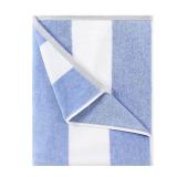 HENBAY Cotton Oversized Beach Towel - Large 70 x 35 Inch Pool Towel, Blue Striped Quick Dry Swimming Cabana Towel