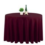 Waysle Burgundy 120 Inch Round Tablecloth, Washable Polyester Table Cover, For Wedding, Restaurant, Party & More