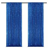 Royal Blue Backdrop Curtain Panels 2 Pieces 2ftx8ft Sequin Party Background For Birthdays Independence Day Theme Decorations