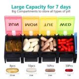 Flipo L Weekly Pill Box Organizer, 7 Day Tablet Boxes For Vitamins And Supplements, Easy To Open Large Medicine Box, Portable Medication Organizer For Travel