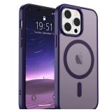 SUPFINE Magnetic For iPhone 13 Pro Max Case (Compatible With MagSafe) (Military Grade Drop Protection) Translucent Matte Shockproof Phone Cover,Dark Purple