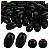 WILLBOND 130 Pieces Macrame Wooden Beads Loose Beads With 10 mm Large Hole For Macrame Making Kits Supplies Jewelry Making Hair DIY Craft Handmade Decor(Black,Classic)