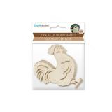 CraftMedley Wooden Roosters - Miniature Laser Cut Wood Shapes- Unfinished Natural Wood - 4 Pieces, Brown