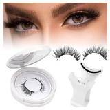 Magnetic Eyelashes With Applicator, Reusable & Waterproof False Lashes, Easy To Apply, No Glue Needed, Long-Lasting, Upgraded Soft Magnetic Lashes, Natural Look (Black, 1 Box)