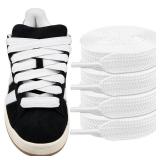 Endoto 2 Pairs Fat Shoelaces For Adidas Campus 16MM Thick Flat Wide Jumbo Shoe Laces Replacement Laces (Color:White,Size:45Inch)
