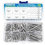 Machine Screws, 100 PCS Phillips Pan Head Electricians Screw Kit Thread 304 Stainless Steel Screws For Electrical Wall Plate Switch, Receptacles Mounting Screws With Storage Case