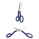 QWORK Duckbill Shears, 7" Duckbill Applique Scissors, For Carpet Pile, Carpet Punch - Blue