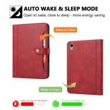 Folio Case For IPad Mini 7th/6th Generation (2024/2021) 8.3-inch, TECHCIRCLE Vegan Leather Folding Stand [Pencil Holder] Soft TPU Back Shell Protective Smart Cover With Card Slots & Pockets, Red