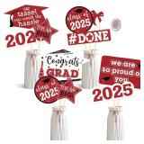 2025 Graduation Table Decorations 24Pcs Red Graduation Centerpieces Sticks Table Toppers For Congrats Grad Party Supplies