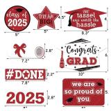 2025 Graduation Table Decorations 24Pcs Red Graduation Centerpieces Sticks Table Toppers For Congrats Grad Party Supplies