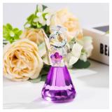 Purple Crystal Angel Figurine, Glass Guardian Angel Statue Gifts Art Collectible Figurines