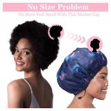 3 Pack Extra Large Double Layer Adjustable Shower Caps For Women, Waterproof Exterior & EVA Lining, Oversized Design For All Hair Lengths