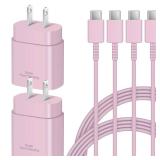 Type C Charger Fast Charging - 25W USB C Charger Block, Android Phone Wall Charging Pink