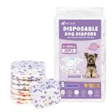 Pet Soft Female Dog Diapers - Disposable Doggie Diapers With Wetness Indicator, Puppy & Cat Diaper Super Absorbent 20pcs (XS, 2 Patterns)