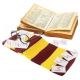 Novelty Scarf Wizard GlassesWith Round Frame No Lenses 12 PCs Lightning Bolt Tattoos For Kids Christmas Birthday Party Cosplay Costume Accessories