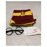 Novelty Scarf Wizard GlassesWith Round Frame No Lenses 12 PCs Lightning Bolt Tattoos For Kids Christmas Birthday Party Cosplay Costume Accessories