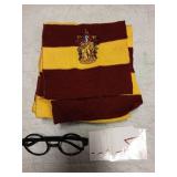 Novelty Scarf Wizard GlassesWith Round Frame No Lenses 12 PCs Lightning Bolt Tattoos For Kids Christmas Birthday Party Cosplay Costume Accessories