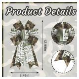 2 Pcs Green Camouflage Wreath Bows Camo Bows For Wreaths, Camouflage Ribbon Bows Thank You Army Decor Bows For Veterans Day Military Support Indoor Outdoor Decoration Wreath Ornament Supplies