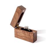 Wislist Wooden Engagement Ring Box Small Slim Flat Ring Case For Proposal,Wedding (Walnut Wood)