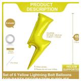2 Giant 45 Inch Yellow Lightning Flash Balloons - Bolt Shape Foil Balloons For Birthday Party, Wedding, Baby Shower Decoration