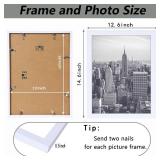 RUN HELIX 12x14 Picture Frame For 12x14 Poster Photo Canvas Certificate Black High Transparent Poster Frame Wall Desktop Horizontal Vertical (White)