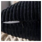 MIULEE Winter Pack Of 2 Corduroy Soft Soild Decorative Square Throw Pillow Covers Cushion Cases Pillow Cases For Couch Sofa Bedroom 20 x 20 Inch 50 x 50 Cm Black