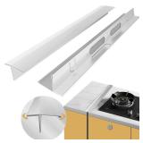 Stainless Steel Stove Gap Cover 2 Packs, 13.8"~27.6" Adjustable Kitchen Stove Counter Gap Cover for Level Surface, Heat Resistant Cooktop Trim Kit, Easy to Clear Stove Guard (Silver)