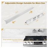 Stainless Steel Stove Gap Cover 2 Packs, 13.8"~27.6" Adjustable Kitchen Stove Counter Gap Cover for Level Surface, Heat Resistant Cooktop Trim Kit, Easy to Clear Stove Guard (Silver)