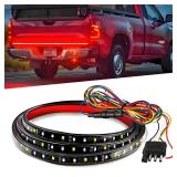 Qasim 48/49inch LED Truck Tailgate Light Strip 5 Function Red/White for Tail Running Brake Light Turn Signal Emergency Warning Reverse Light for Pickup SUV Trailer Cargo
