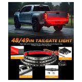 Qasim 48/49inch LED Truck Tailgate Light Strip 5 Function Red/White for Tail Running Brake Light Turn Signal Emergency Warning Reverse Light for Pickup SUV Trailer Cargo