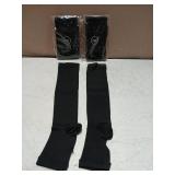 CHARMKING 3 Pairs Open Toe Compression Socks for Women & Men Circulation 15-20 mmHg is Best for All Day Wear Running Nurse (01 Balck/Black/Black, 2XL)