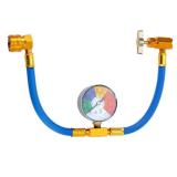 R134A AC Refrigerant Charge Hose Kit, 1/2" Self-Sealing Valve Can, and Recharge Hose with Pressure Gauge, Fits for Car AC Air Conditioning Refrigerant