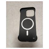 GRECAZO Magnetic Ultra-Thin Frosted Soft Touch Skin Borderless Carbon Fiber Bump Texture for iPhone 16 Pro Frameless Case 6.3" Slim Minimalist Lightweight Matte Hard for MagSafe Cover Case-Black
