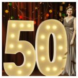 Marquee Numbers 4 Feet Tall Large Light Up Numbers 50th Birthday Decorations Women Men Big Yellow Light Outdoor Anniversary Decorations Balloon Arch Kit Party Backdrop 50