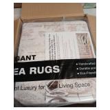 Soalmost 6x9 Area Rugs for Living Room, Stain Resistant Neutral Washable Rugs for Dining Room, Floral Vintage Non-Slip Thin Area Rug Farmhouse Rug Beige Ivory