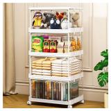 Clear Storage Bins with Lid 24Qt, 4 Pack Stackable Storage Bins, Acrylic Organizers, Plastic Multifunctional Folding Storage Bins, Plastic Stackable Storage Box for Bedroom, Living Room, Office