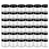 Loretoy 33 Pack 6oz Household Plastic Jars with Lids, BPA Free, Reusable, Refillable Transparent Cosmetic Containers for Bath Salts, Cosmetics, Powders, Beauty Product and Small Accessories, Black