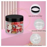 Loretoy 33 Pack 6oz Household Plastic Jars with Lids, BPA Free, Reusable, Refillable Transparent Cosmetic Containers for Bath Salts, Cosmetics, Powders, Beauty Product and Small Accessories, Black