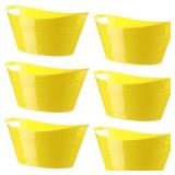 Patelai 6 Pcs Ice Buckets Bulk, Plastic Ice Buckets with Handles, Oval Storage Tub, Large Capacity Ice Drink Tub for Party Bar Wine Beer Champagne Beverage Bottle Cooler(4.5 Liter,Yellow)